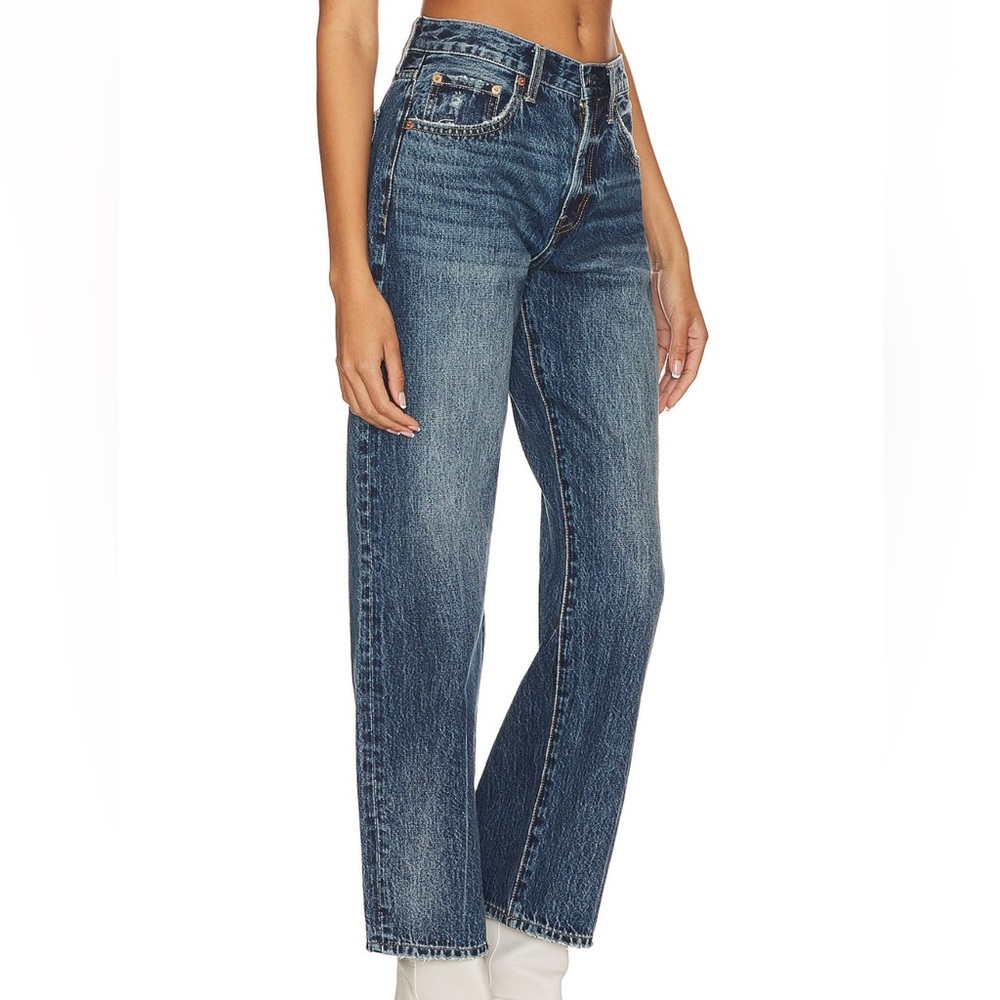 pistola Women's Straight Leg Jeans in Medium Wash Blue - Picture 2 of 6